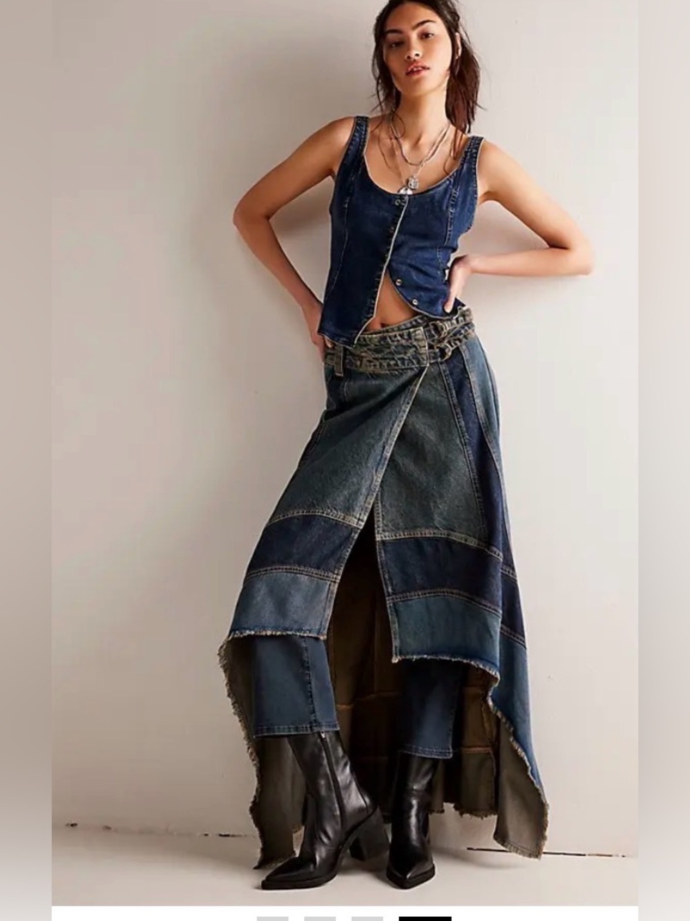 We the free New Rules Denim Maxi Skirt